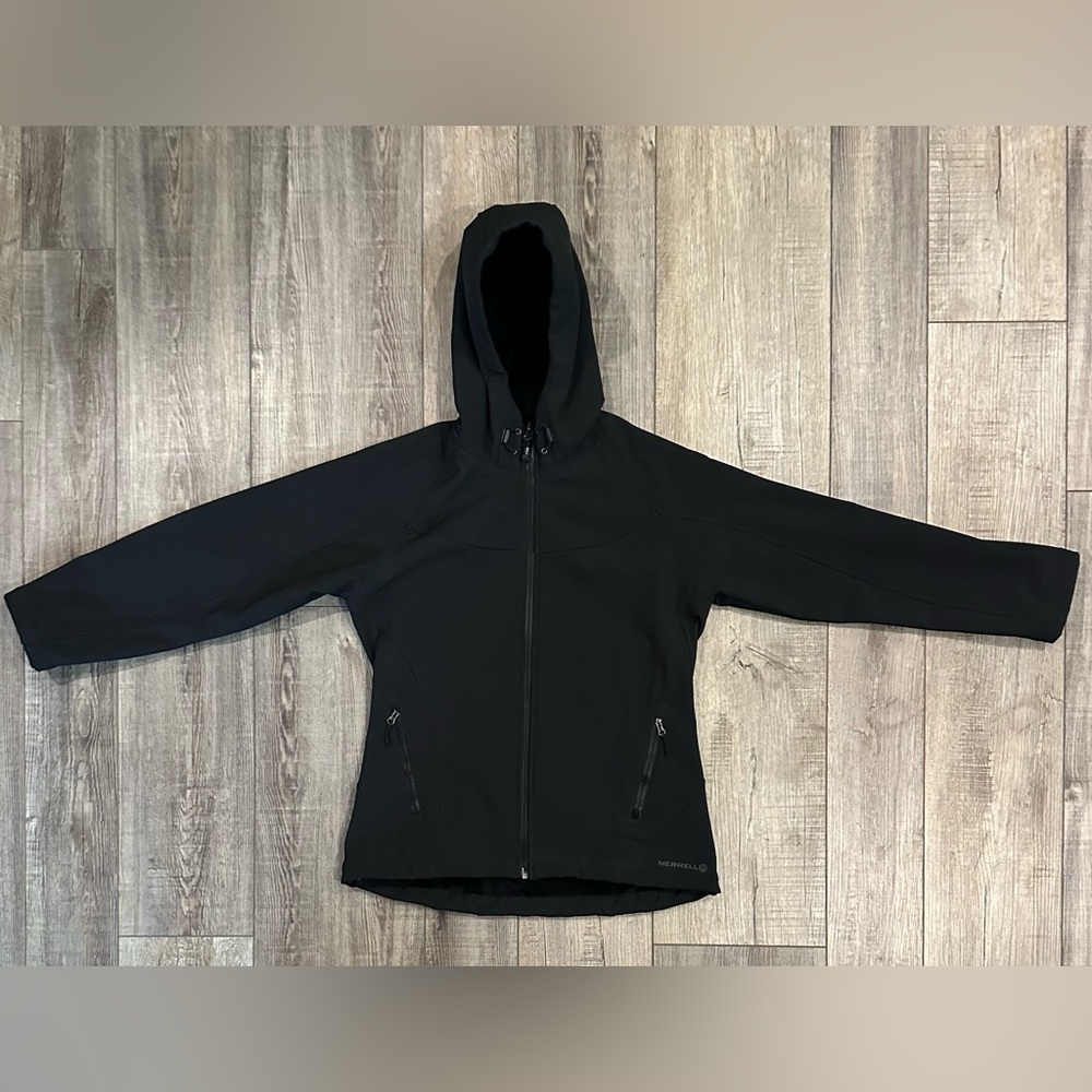 Merrell Womens Size S/P Black Hooded aeroblock Warm Fleece Lined Jacket$39🔥❄️🌨️